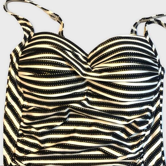 Niptuck Swimsuit Striped One Piece Ruching For Slimming Size 8 - Picture 9 of 13